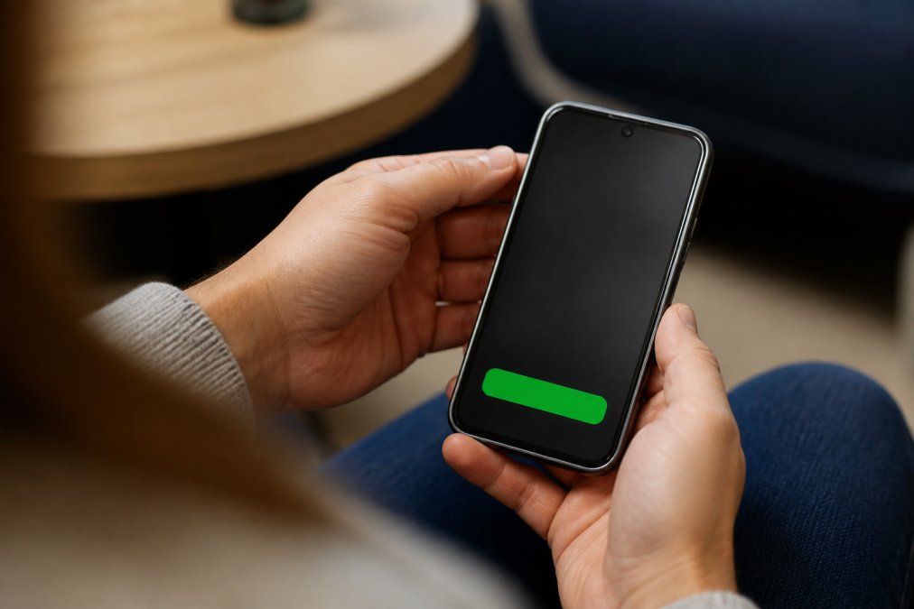 Close-up van smartphone scherm met duidelijke, groen gemarkeerde call-to-action button en gebruikersvriendelijk contactformulier met drie velden