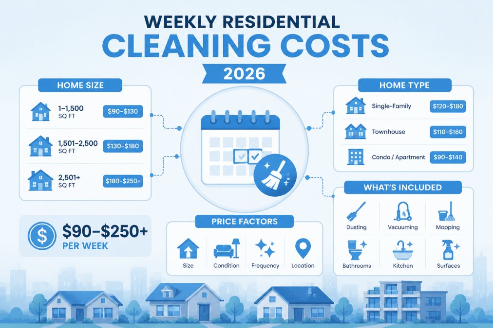 Weekly Residential Cleaning Costs 2026: Pricing Guide
