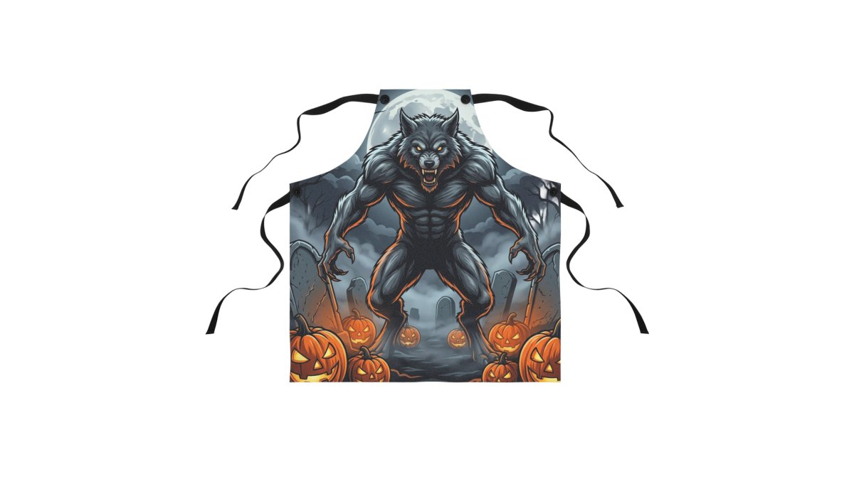 Werewolf Halloween Apron — Spooky Pumpkin Jack-O'-Lantern Cooking Apron