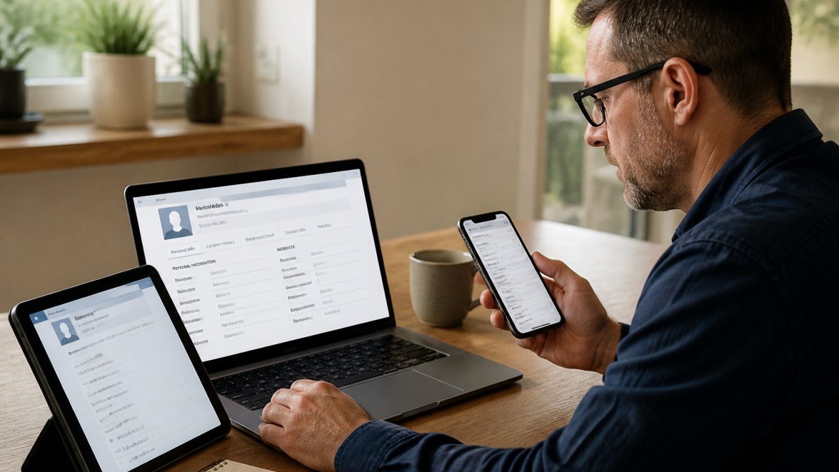 Infographic visualizing how data brokers collecting personal information track user activity across devices