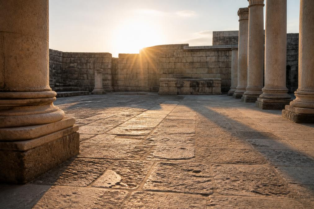 Professional illustration showing Ancient, Temple, Jesus for What Did Jesus Write on the Ground?