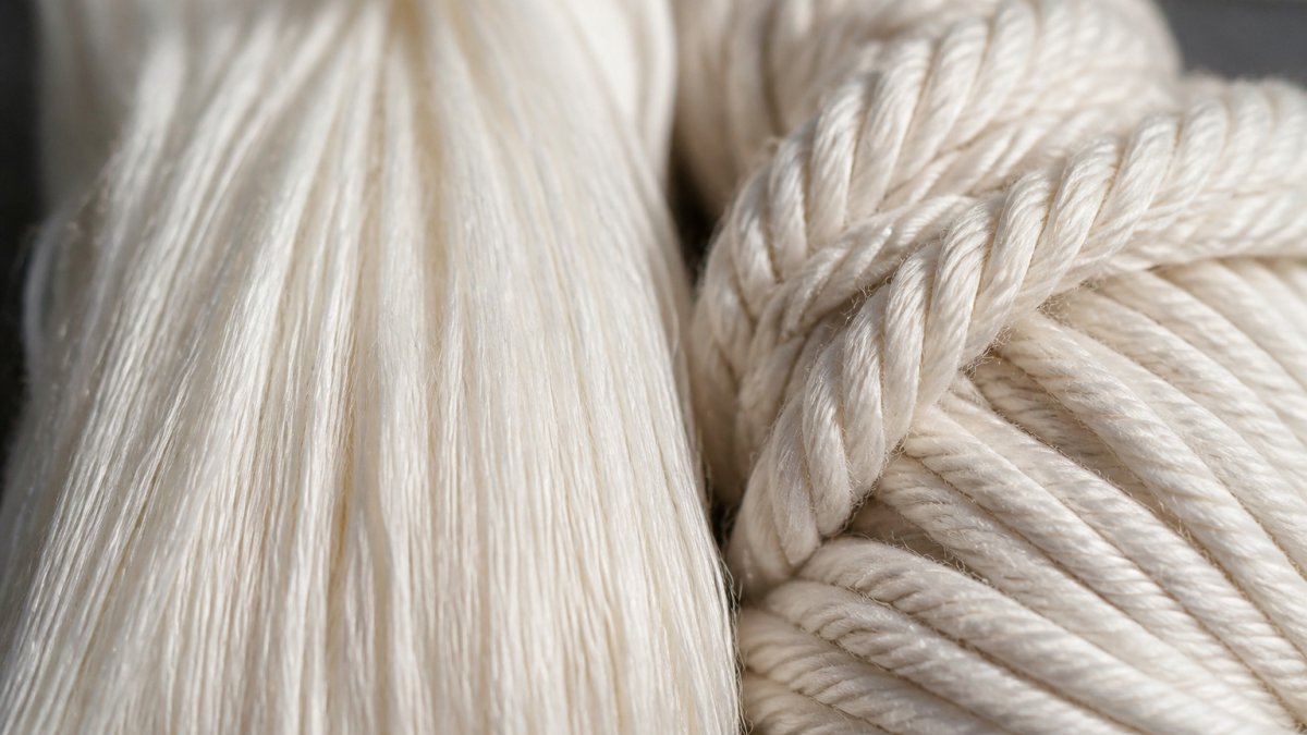 Diagram comparing fiber textures of combed cotton and ring-spun cotton yarn structures under daylight.