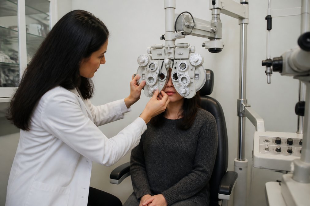 Process diagram showing steps for Professional for comprehensive eye exam