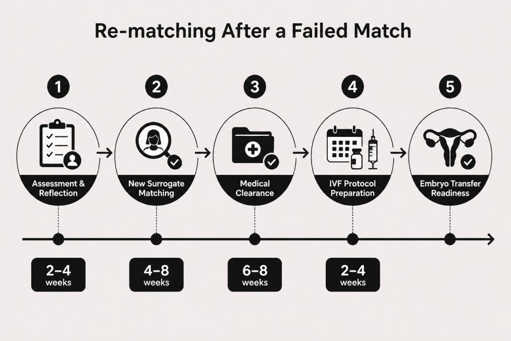 Professional illustration showing surrogacy match fails