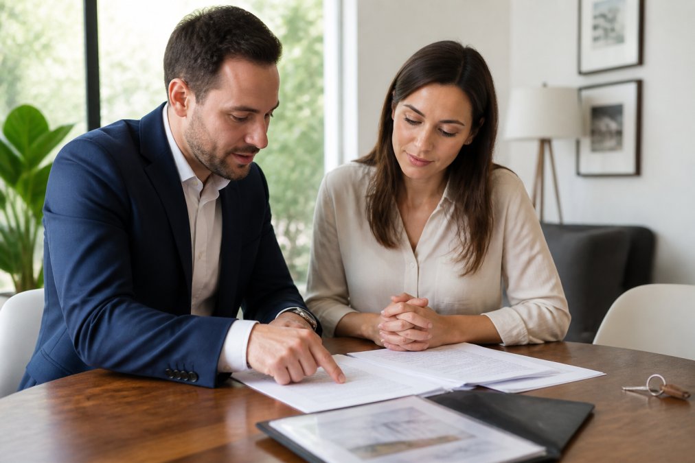 Professional illustration showing fiduciary real estate agent