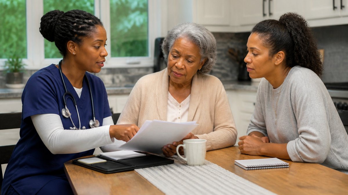 Process flowchart illustrating how a nursing care plan is developed and reviewed by healthcare providers.
