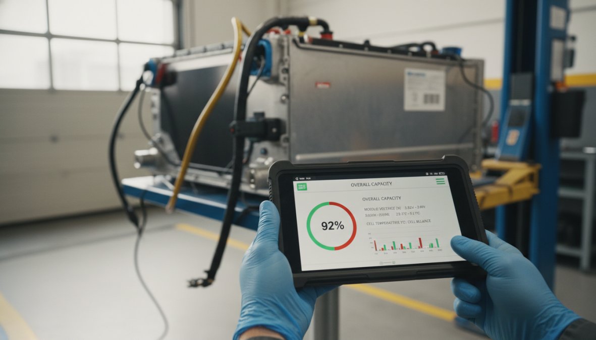 Professional illustration showing what is an electric vehicle diagnostic