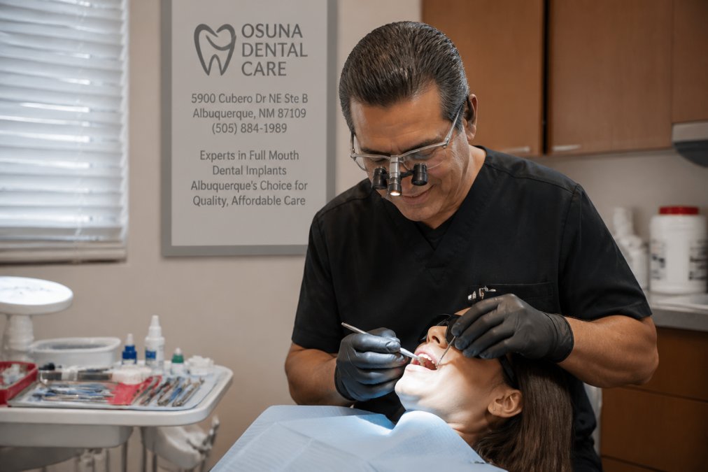 Professional demonstrating cosmetic dental bonding technique with composite resin application to patient's front tooth under bright dental lighting in modern clinical setting