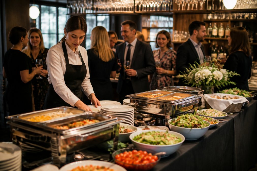 Infographic comparing what is the price of catering per person based on different service styles like buffets.