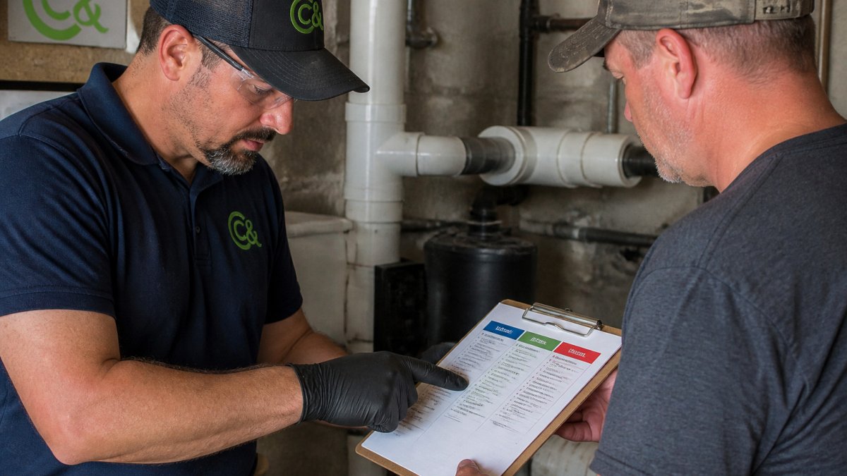 Diagram comparing water categories 1, 2, and 3 to define the professional threshold for a sewer line backup.
