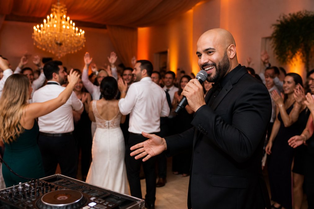 Professional illustration showing professional and dj and wedding concepts for what to look for in djs