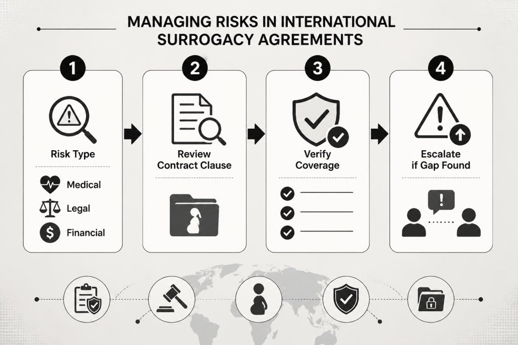 Professional illustration showing surrogacy agency contracts