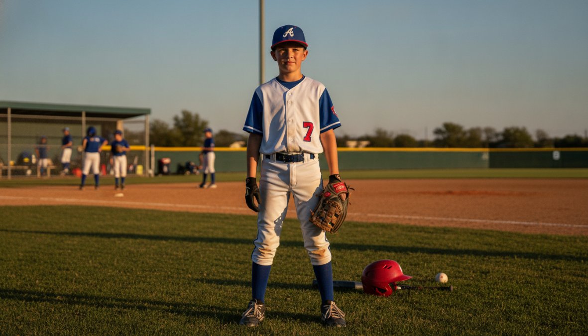 Professional illustration showing baseball and young and player concepts for what to wear to youth baseball