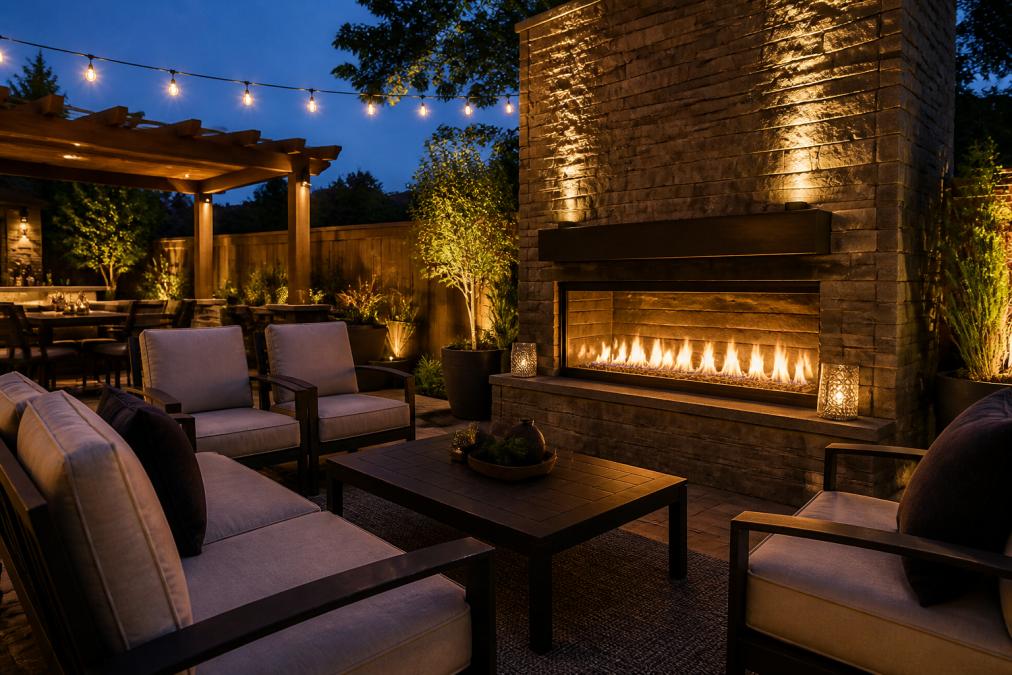 Professional illustration showing luxury and outdoor and patio concepts for What type of fireplace adds the most value?