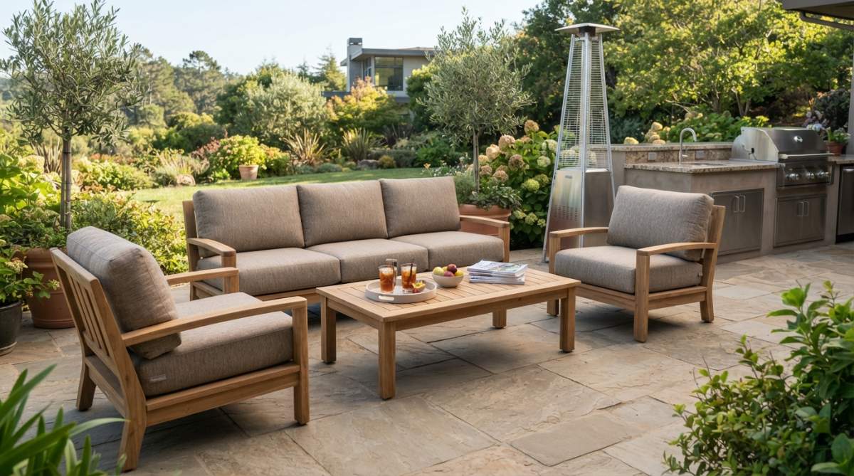 Professional illustration showing Sunbrella for luxury patio sets
