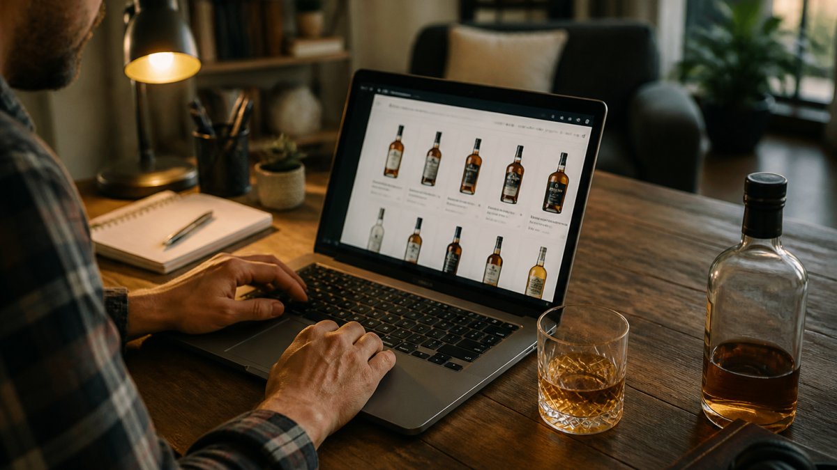 Infographic showing steps to buy premium craft spirits from online retailers, distilleries, and local shops.