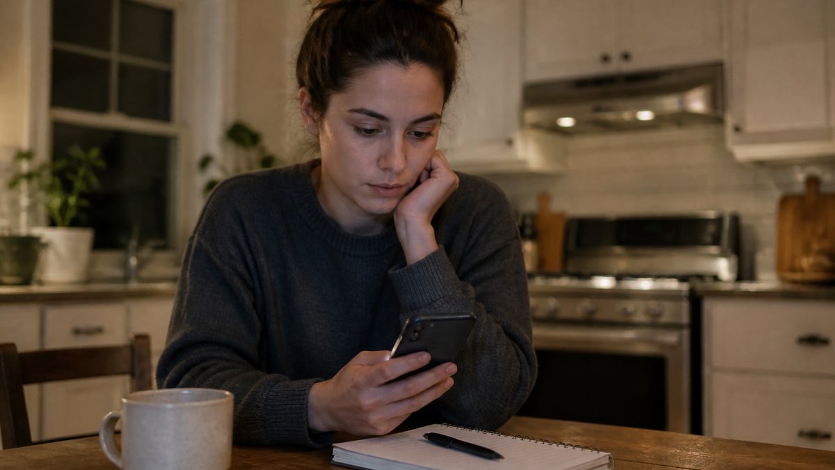 Infographic showing how a user tracks progress toward a low minimum payout on a smartphone app at home