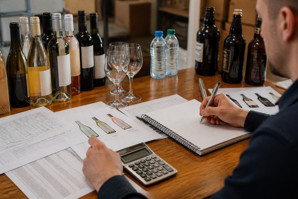 Step-by-step visual guide for bar and manager and purchasing concepts for beverage supplier price comparison