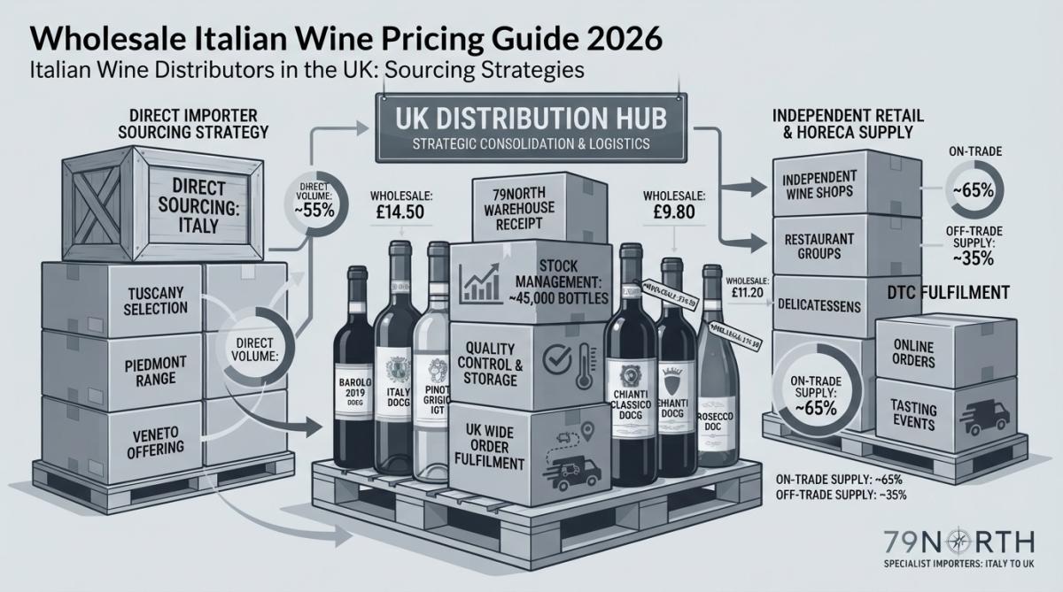 Professional illustration showing wholesale italian wine pricing