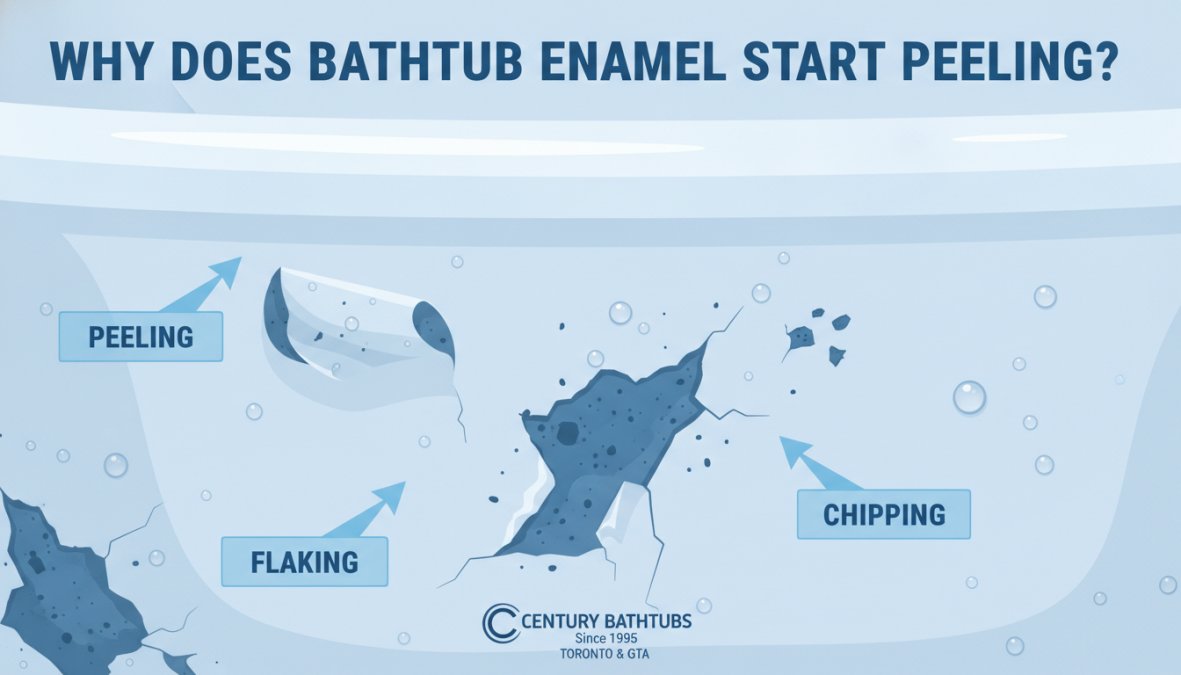 Professional illustration showing bathtub enamel peeling