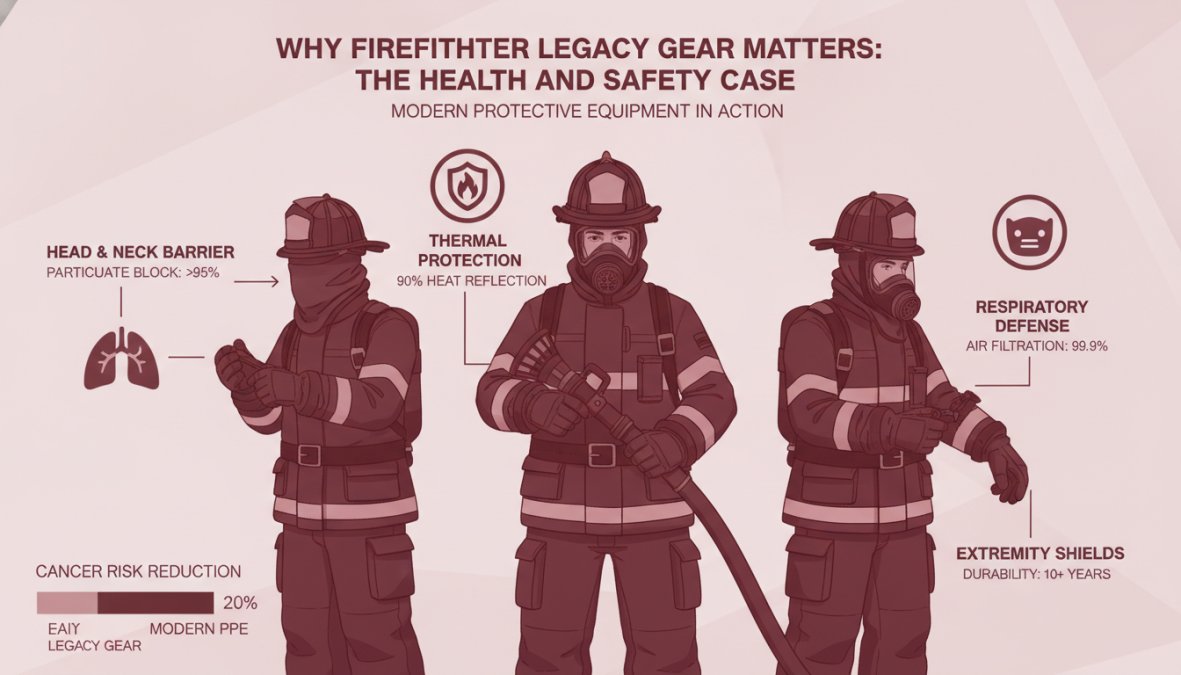 Firefighters in full turnout gear preparing for structural fire response, demonstrating modern protective equipment in action with proper fit and layering