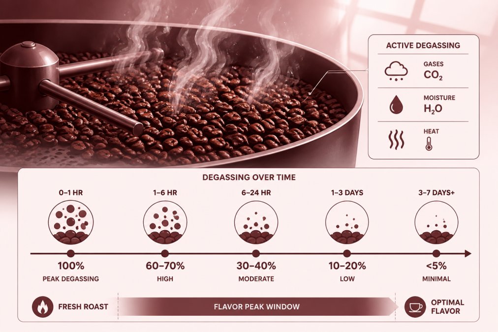 Professional illustration showing fresh roasted coffee