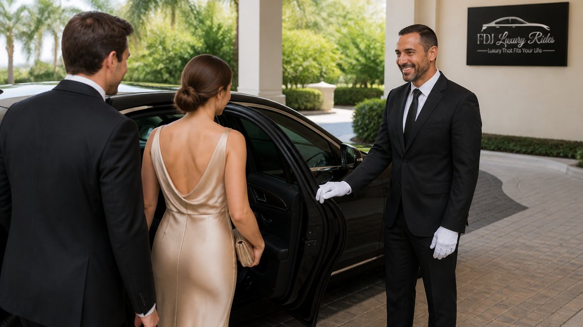 Professional chauffeur greeting guests at a venue, highlighting how wedding transportation coordinators improve the