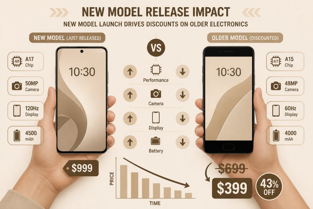 Person holding new smartphone next to older model, comparing them side by side in natural lighting
