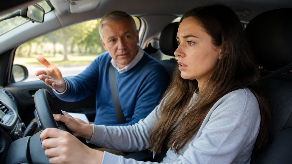 Infographic flowchart illustrating the step-by-step process of professional driving lessons for nervous students