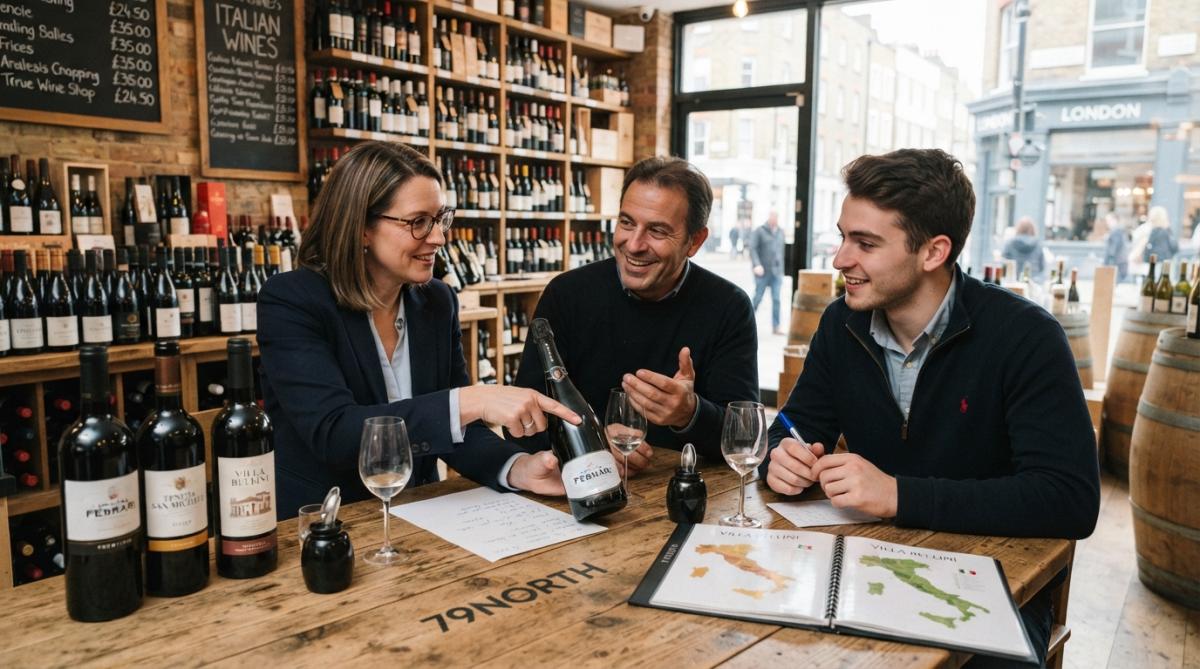 Illustration showing the benefits of Italian for sell family-owned italian wines