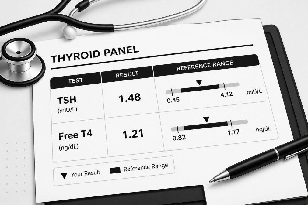 Professional illustration showing why thyroid labs appear normal