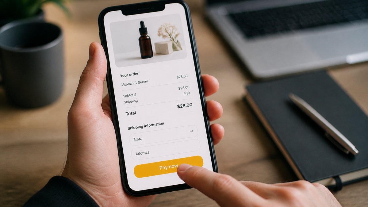Infographic showing optimized mobile checkout steps to fix TikTok ads not converting with minimal form fields