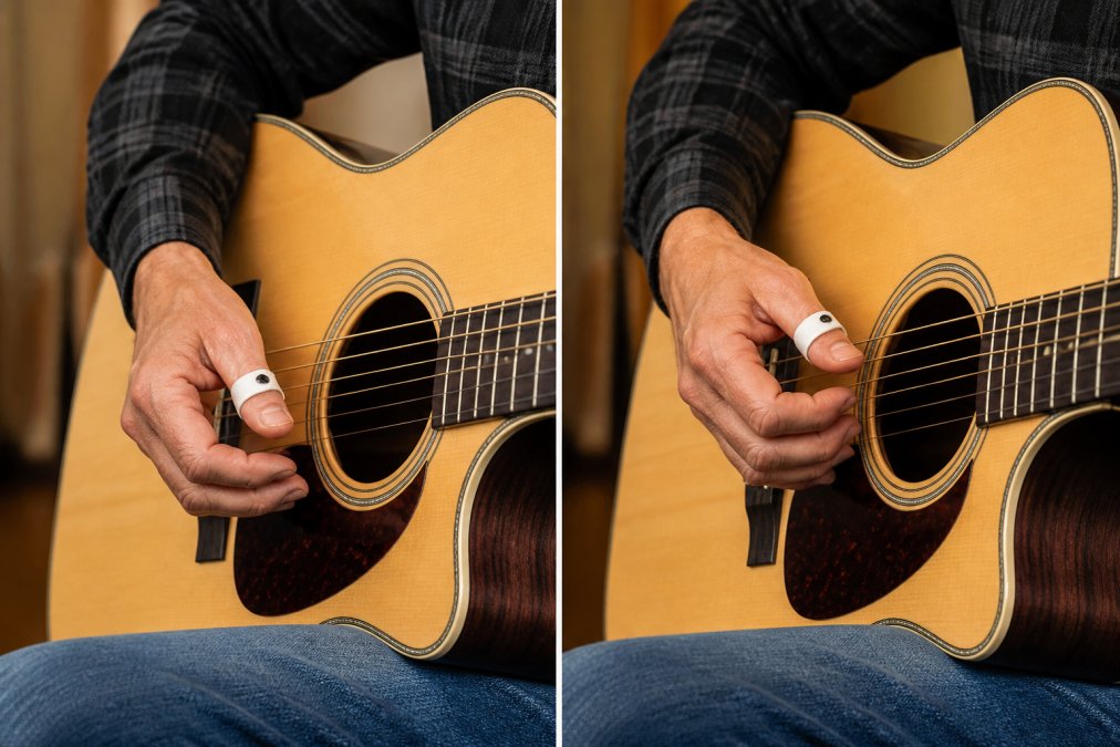 Visual comparison chart showing crossover thumb pick