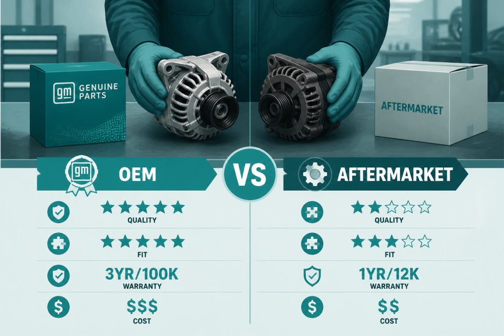 Side-by-side comparison of genuine GM parts
