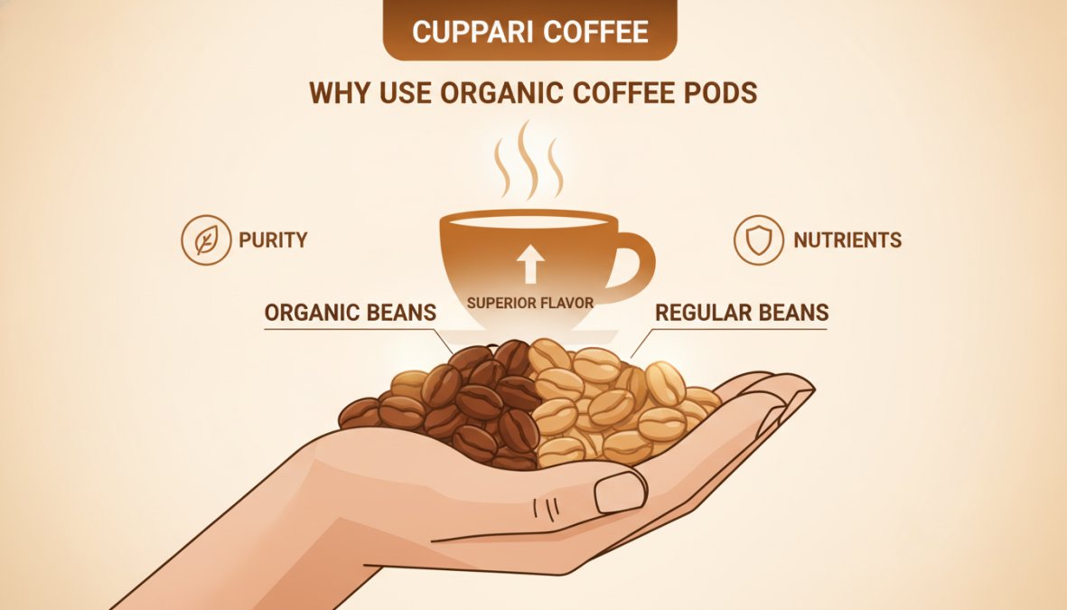 Side-by-side comparison of organic coffee pods