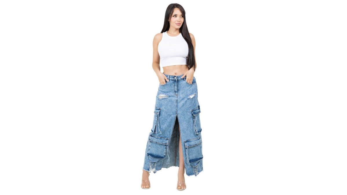 WOMEN FASHION LONG MAXI DENIM SKIRT