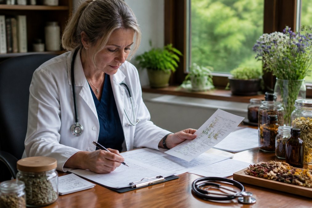 Professional illustration showing women's health nurse practitioner
