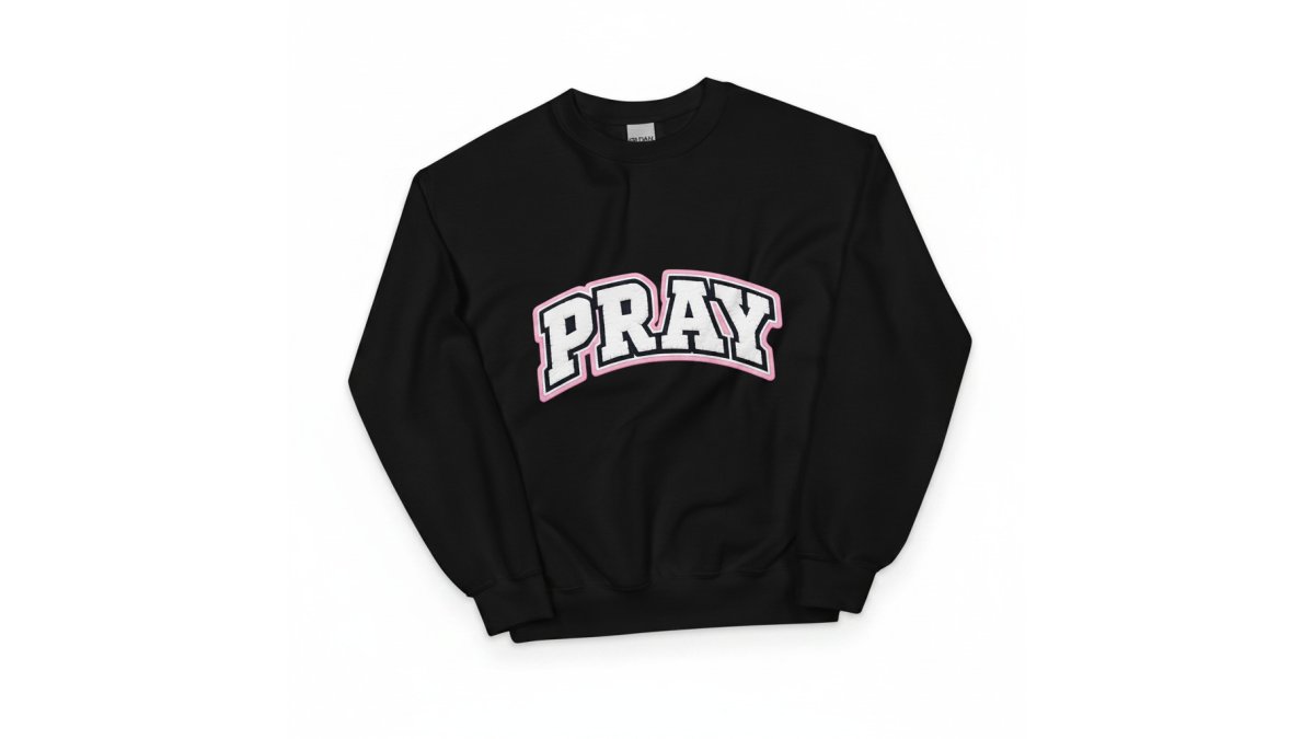 Women’s Minimalist Faith Sweatshirt – “PRAY” Graphic Crewneck