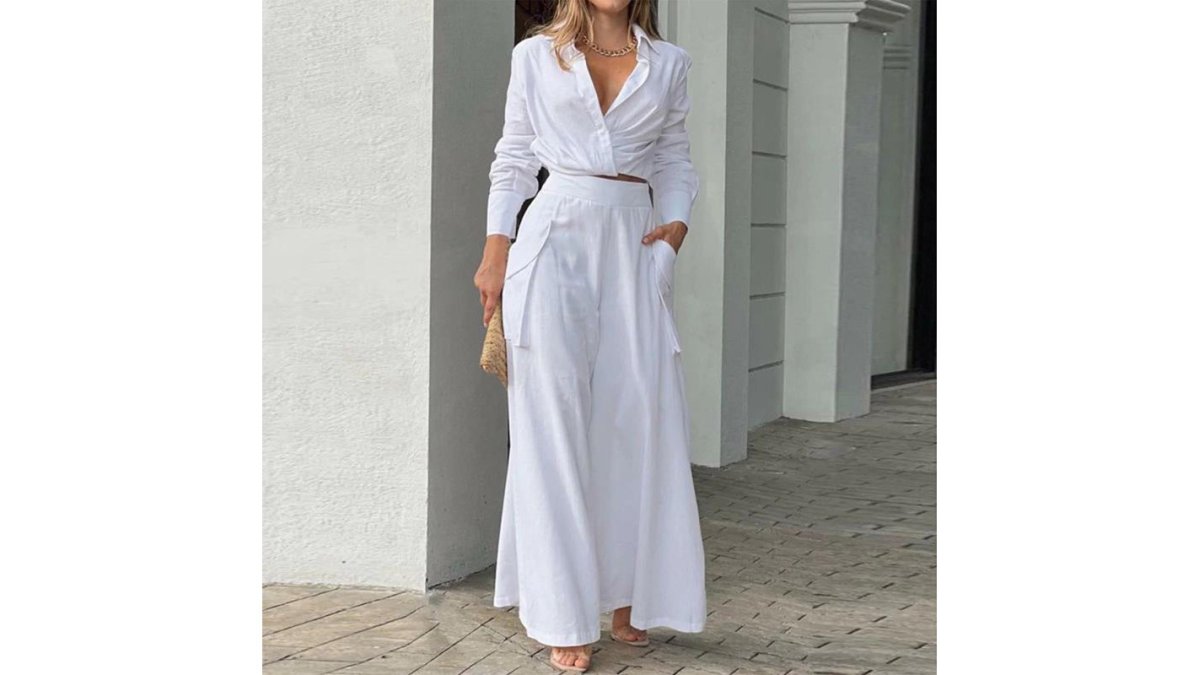 Women's Plus Size Wide Leg Elegant Pant Set