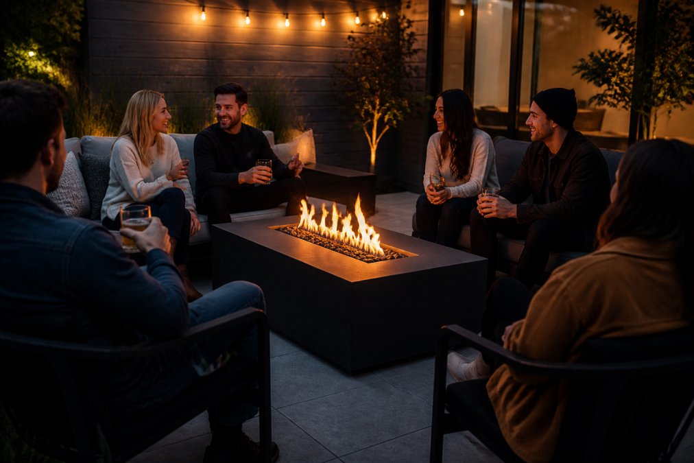 Comparison chart visualizing the product variety and selection process for modern rectangular gas fire tables