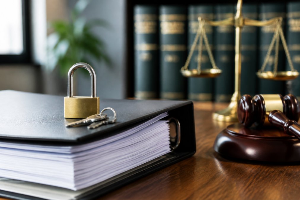 Nahaufnahme eines Laptop-Bildschirms mit grünem Sicherheitsschloss-Symbol in der Adressleiste, SSL-Zertifikat-Icon sichtbar, professionelle Beleuchtung