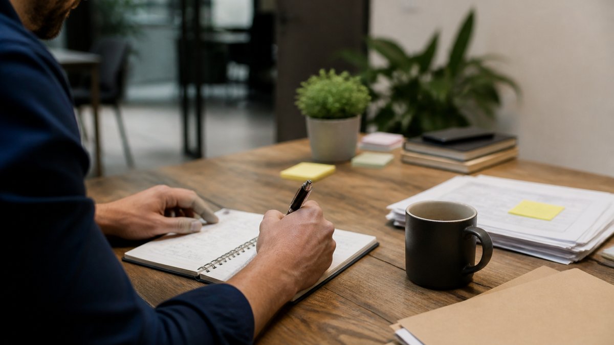 Teamlid brengt processen in kaart voor workflow automatisering voor kleine bedrijven op een laptop