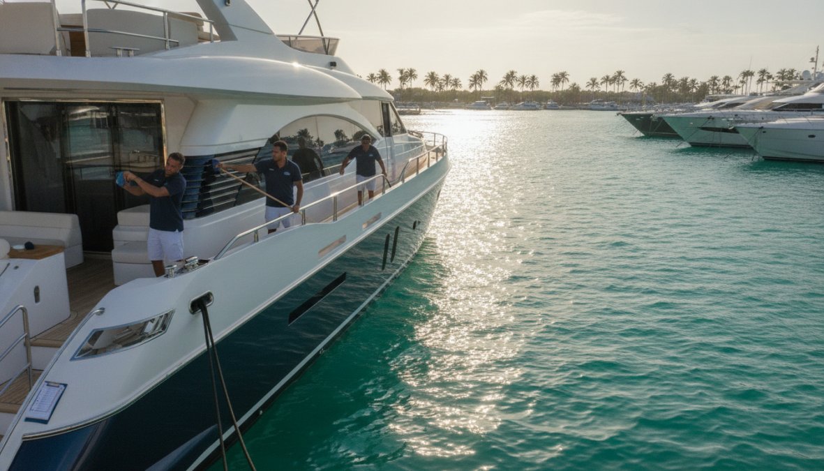 Professional illustration showing gleaming and luxury and yacht concepts for yacht market valuation for sellers
