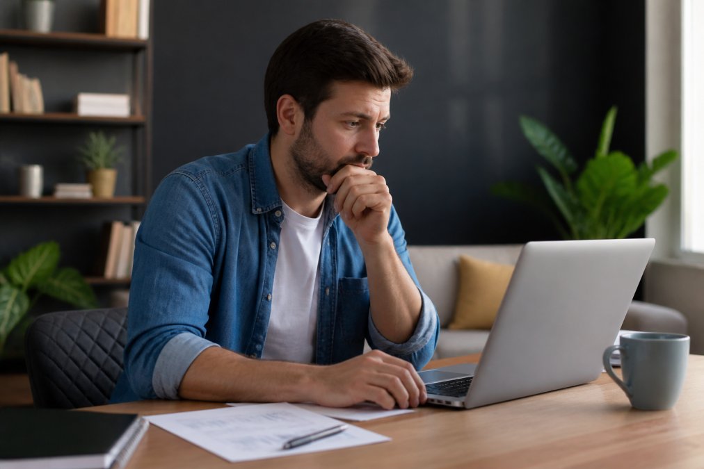 Small business owner reviewing workflow automation as a zapier alternative for small business on a computer screen